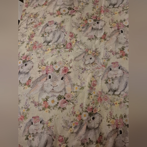 Hello Spring bunny floral  fabric by Susan Winget 44x36 - Picture 1 of 3
